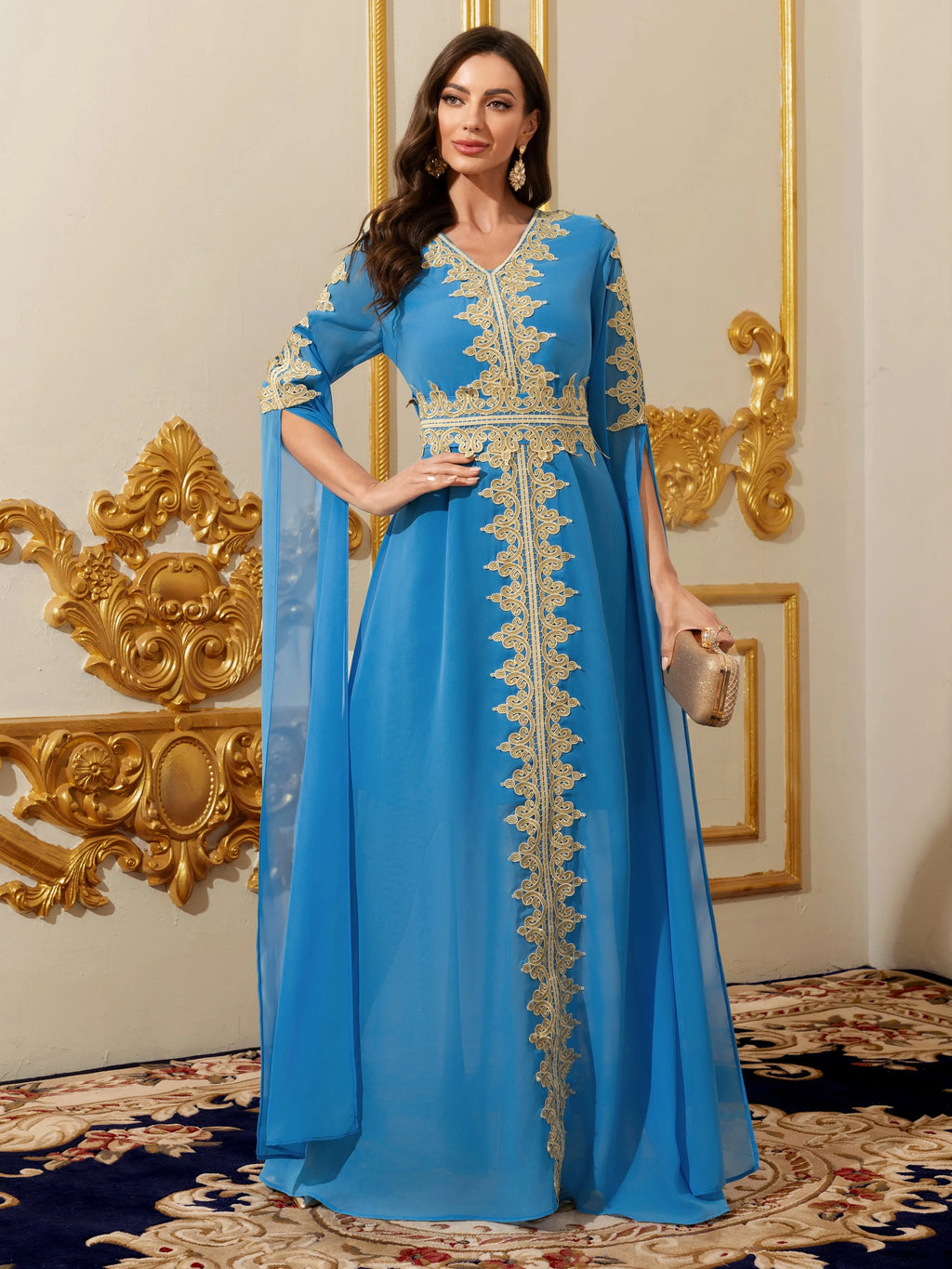 Lace Ethnic Moroccan Abaya Kaftan Dress