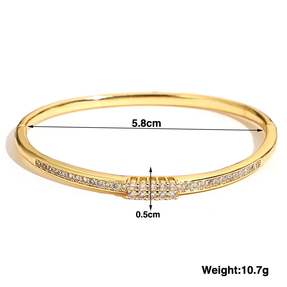 Cubic Zirconia Gold Stainless Steel Bangle