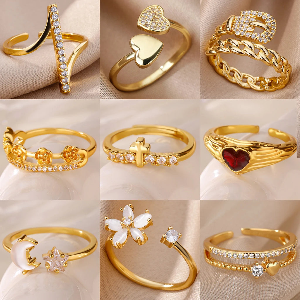 Golden Cross Zircon Ring