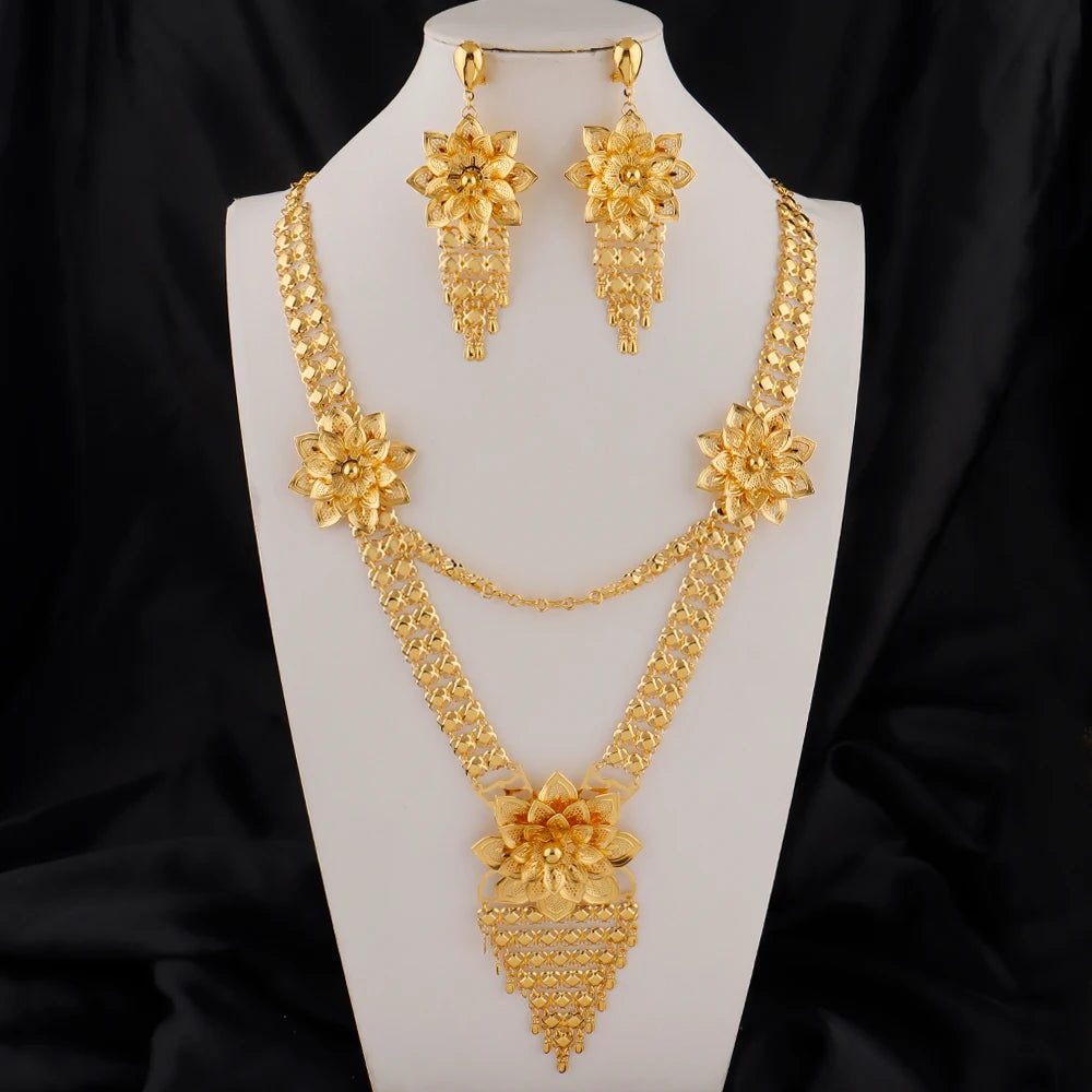 Golden Blossom Necklace Set