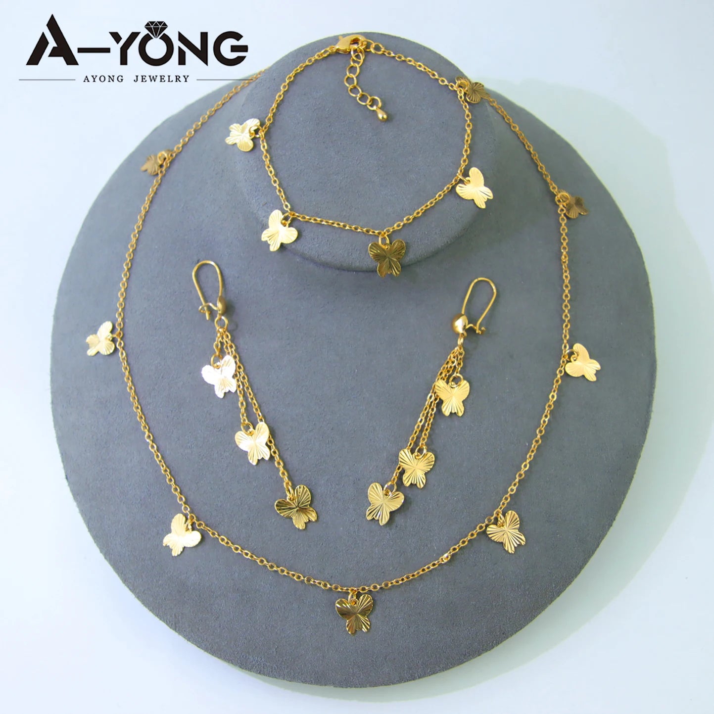 Italian Gold Bead Flower Necklace Set