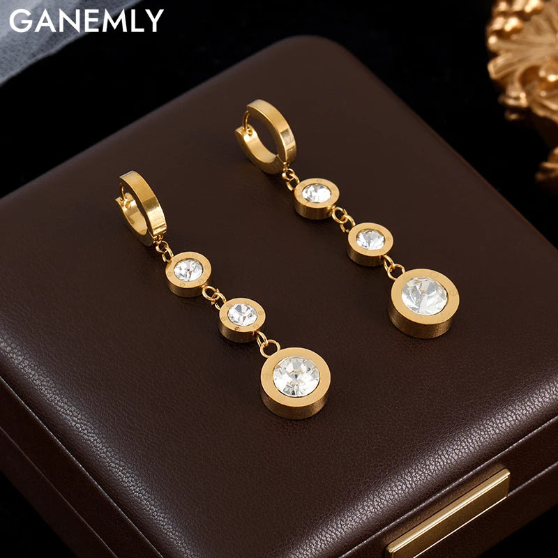 White Zirconia Drop Dangle Earrings