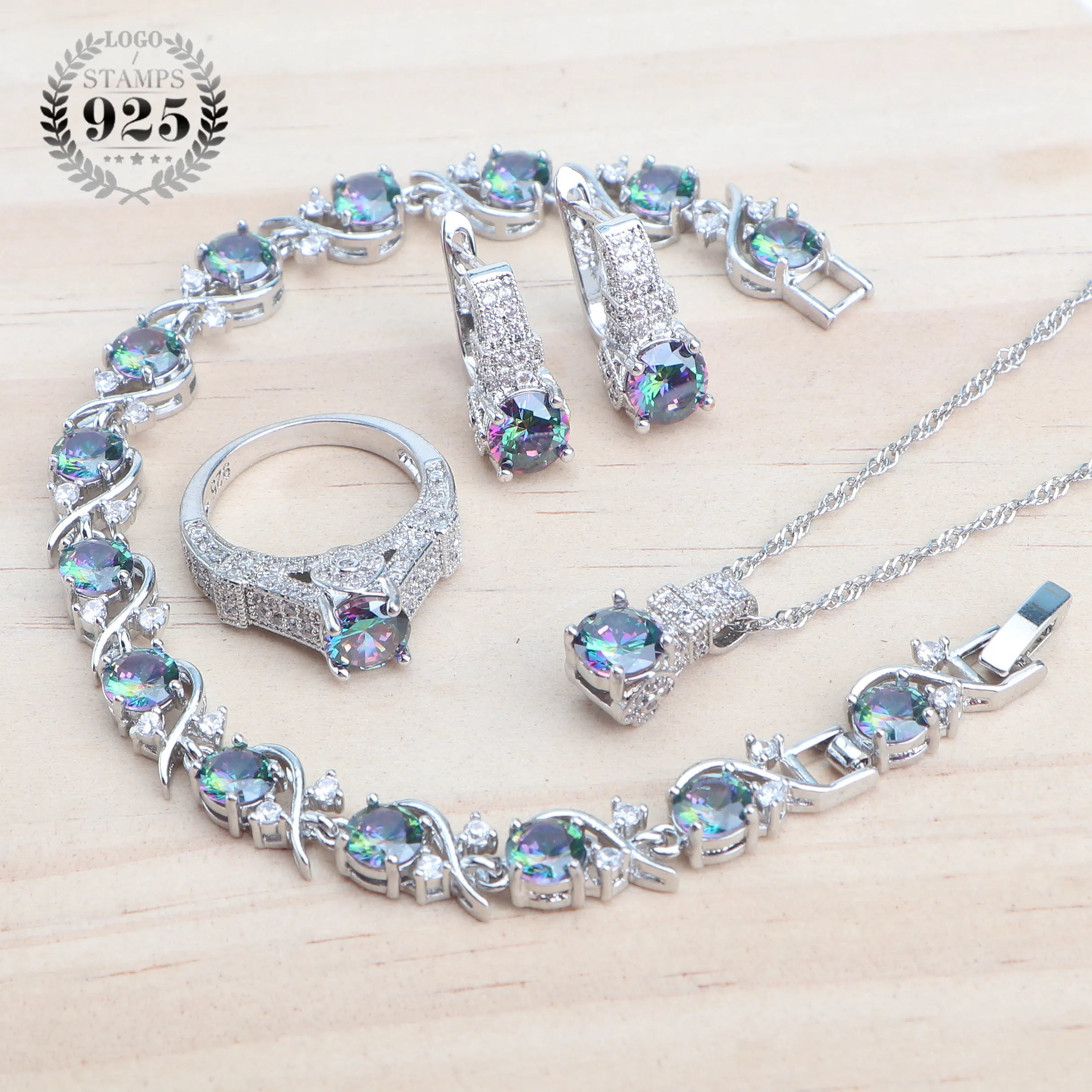 925 Sterling Silver Purple Zircon Jewellery Set