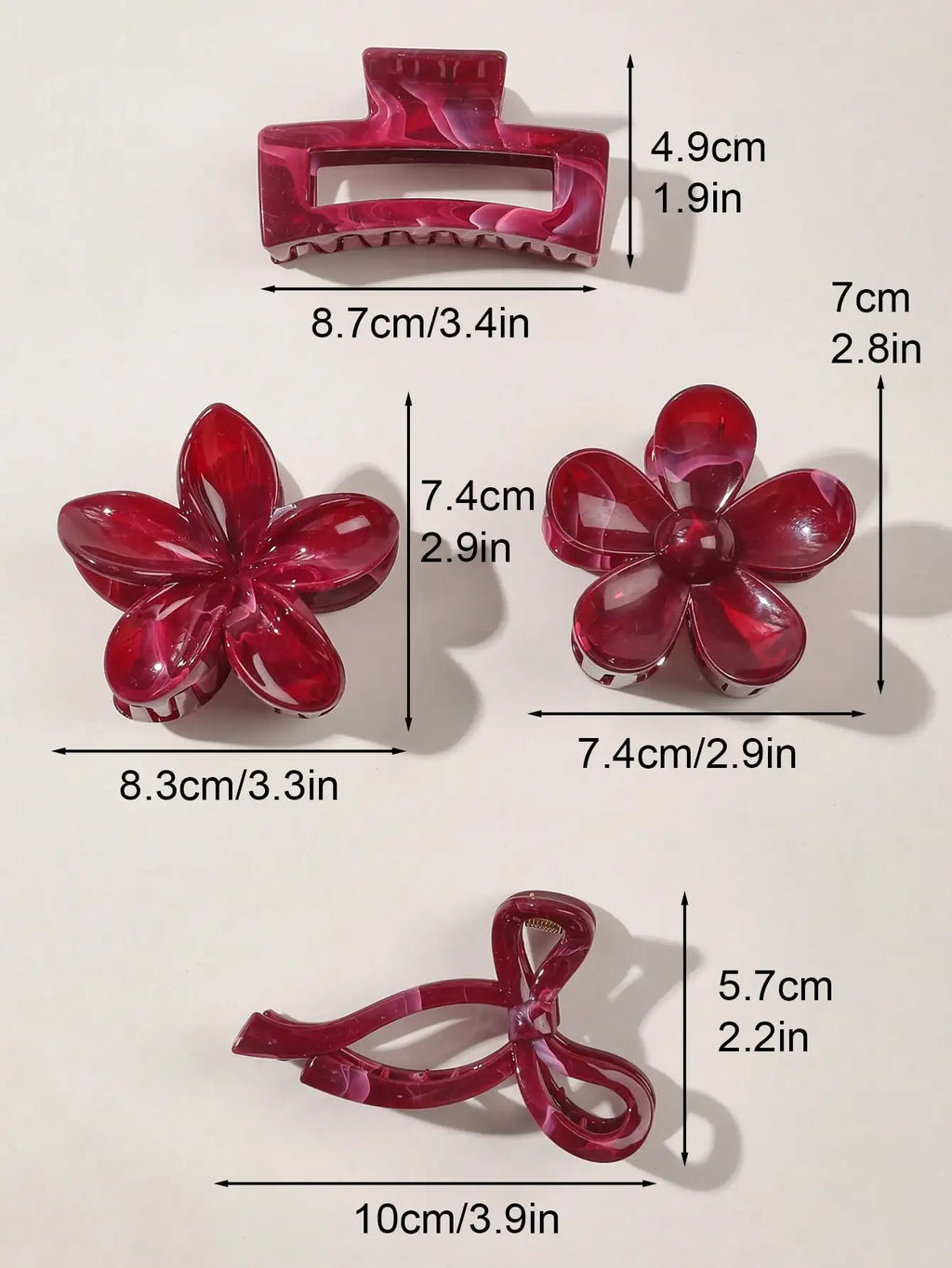 4Pcs Elegant Hair Claw Clip Set
