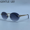Women's Rimless Oval Sunglasses – Gradient UV400 Metal Frame