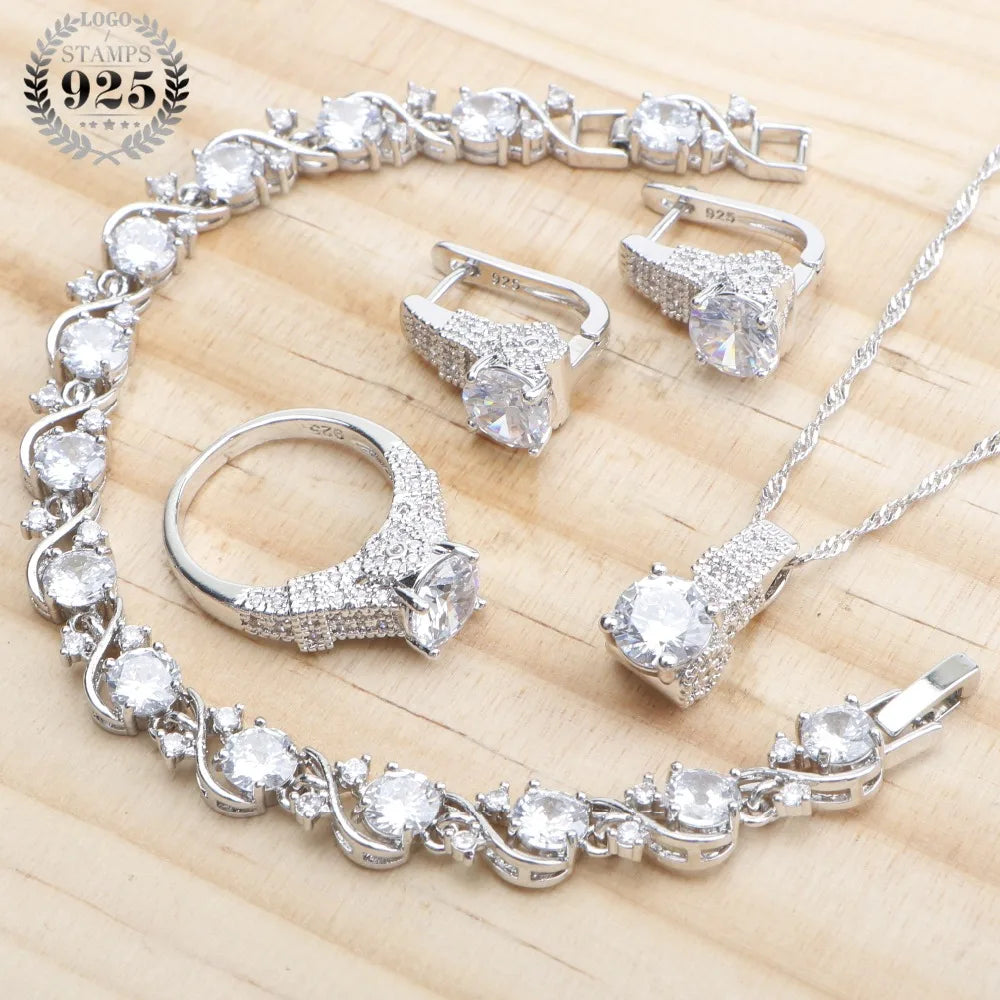 925 Sterling Silver Purple Zircon Jewellery Set