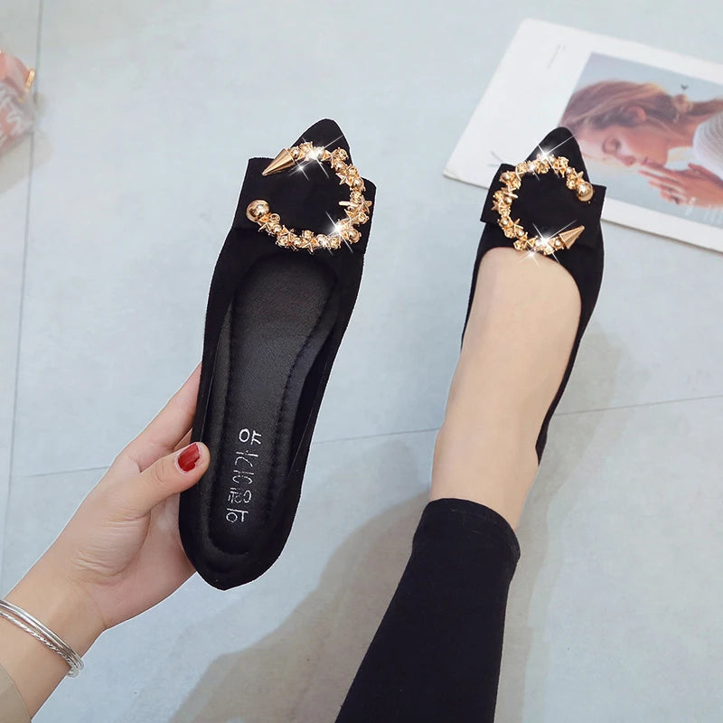 Pointed Toe Metal Detail Women's Shoes