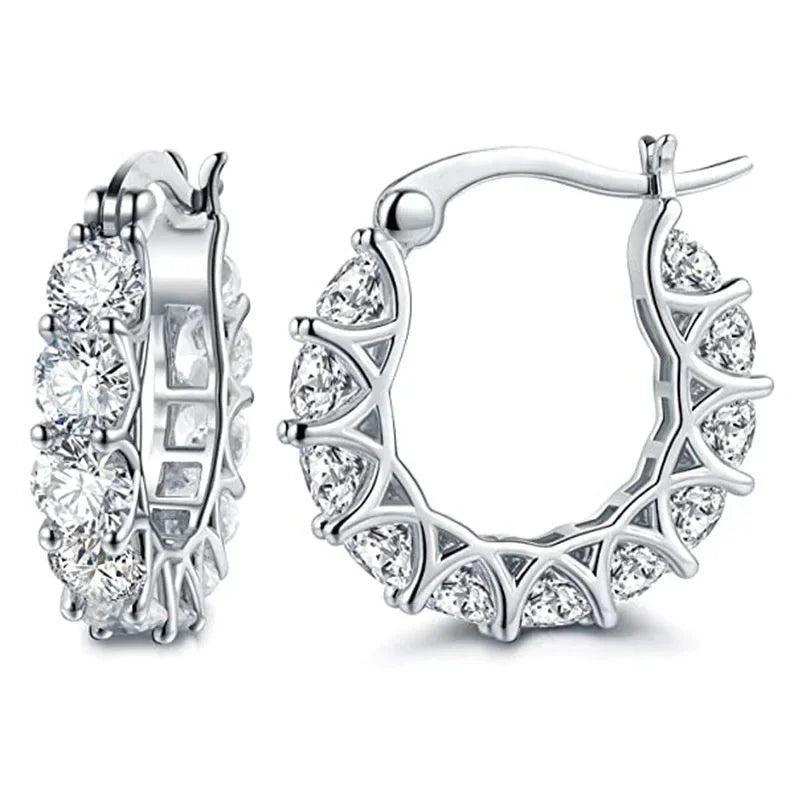 Green Crystal Zircon Gold Hoop Earrings