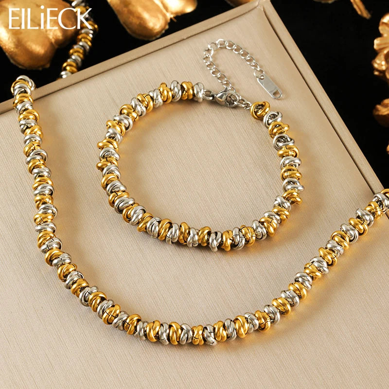 Two-Tone Chain Necklace & Bracelet Set