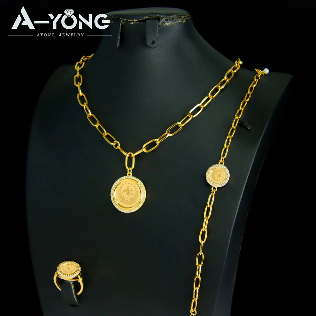 Turkish Coins Gold Jewellery Set