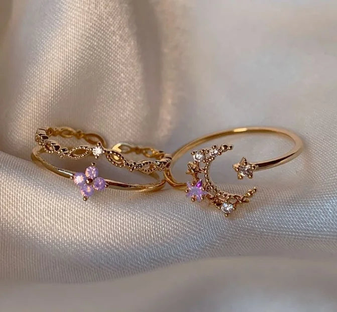 2PCS Romantic Spark Ring Set