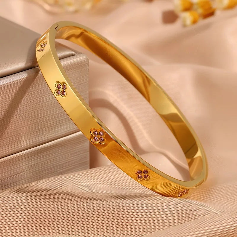 Zirconia Stainless Steel Bangle Set