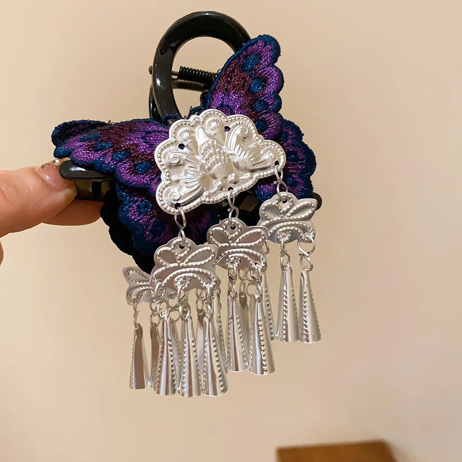 Chinese Butterfly Flower Tassel Hair Claw