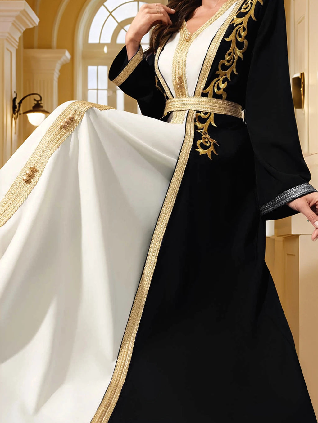 Gold Embroidered Moroccan Kaftan Eid Dress