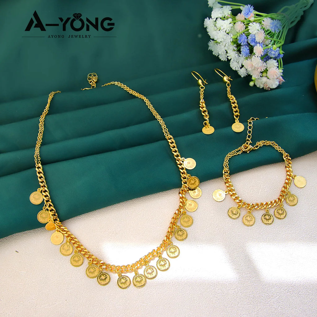 Arabic Gold Coins Necklace Set