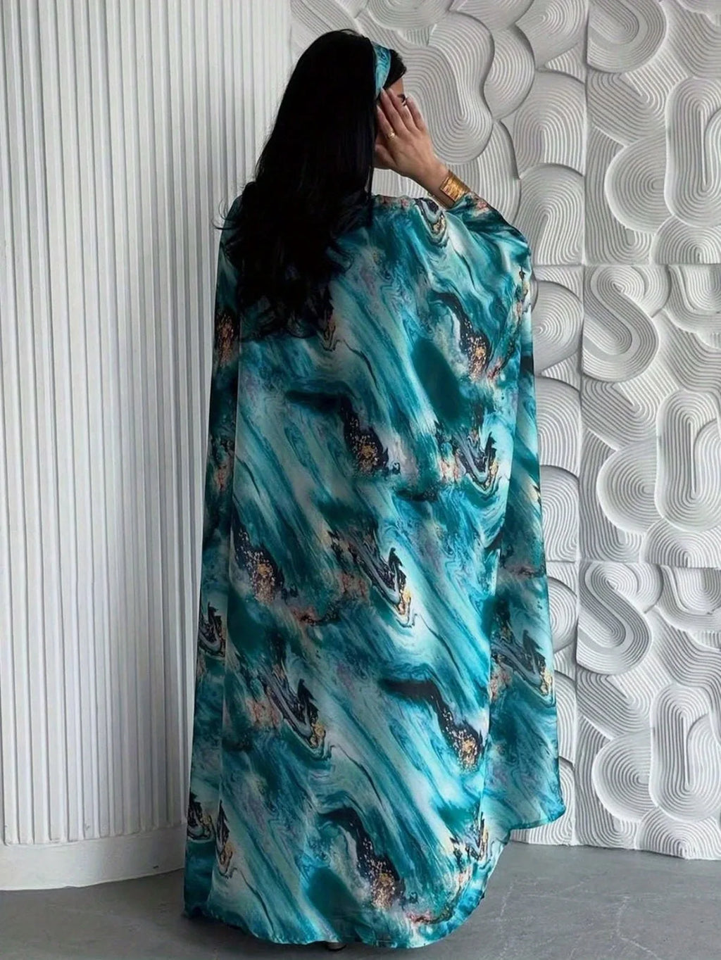 Printed Pullover Kaftan Jilbab Maxi Dress