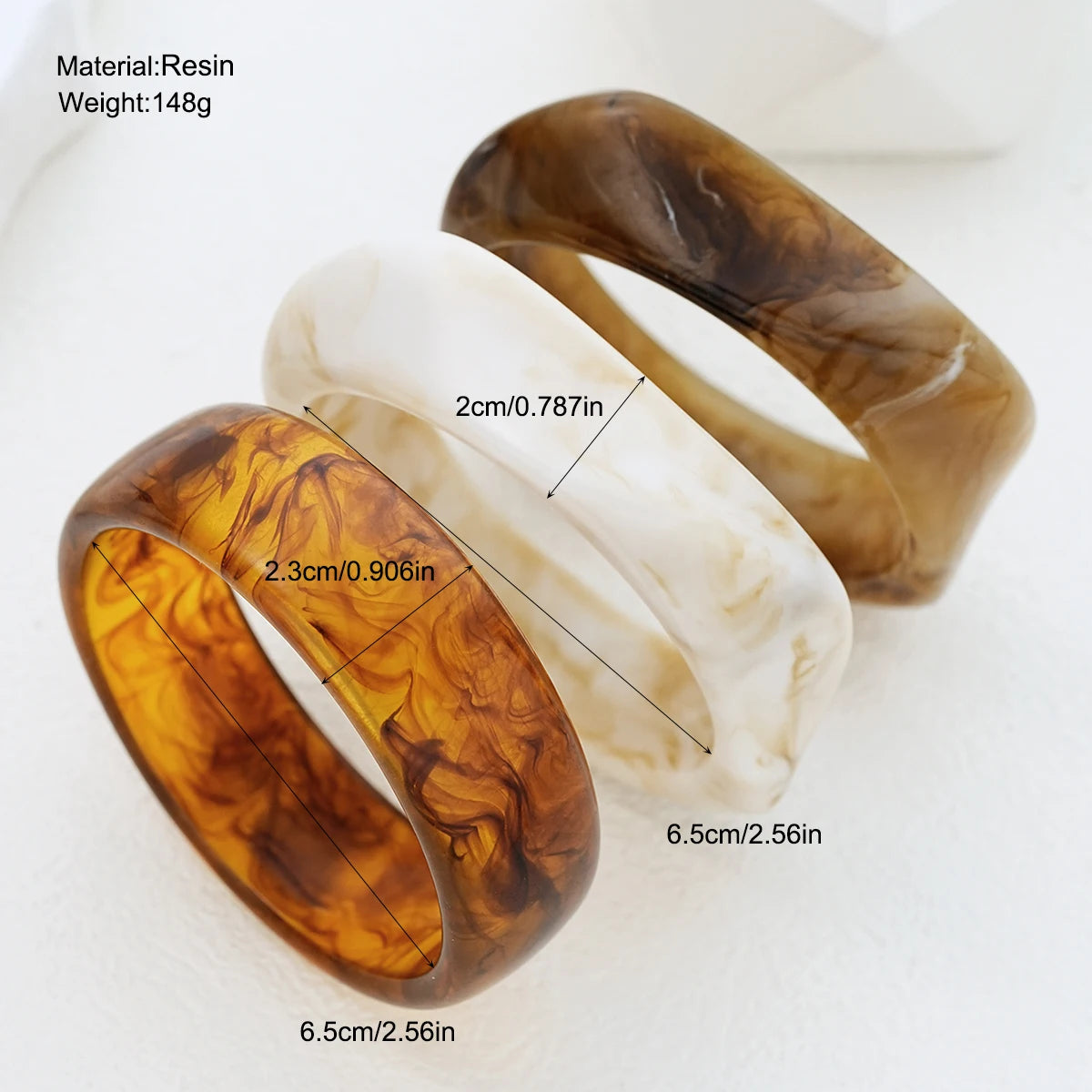 3Pcs/Set Vintage Resin Bangle