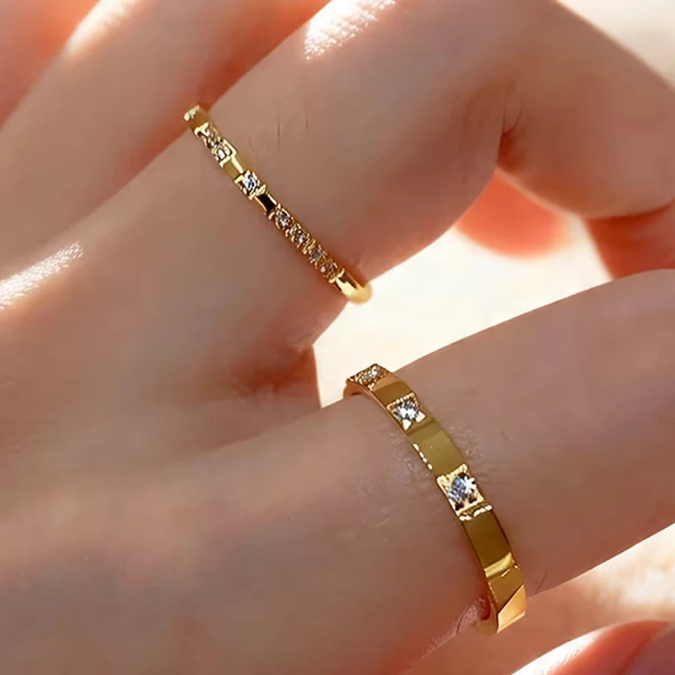 2pcs/set Modern Spark Zircon Ring