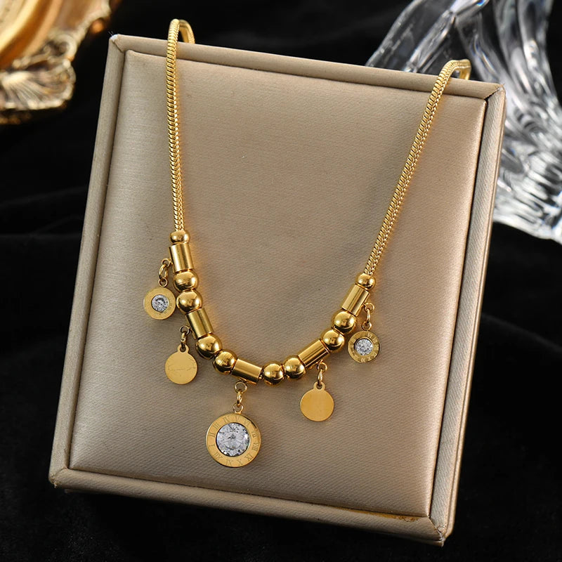 Gold Hollow Ball Pendant Choker Necklace