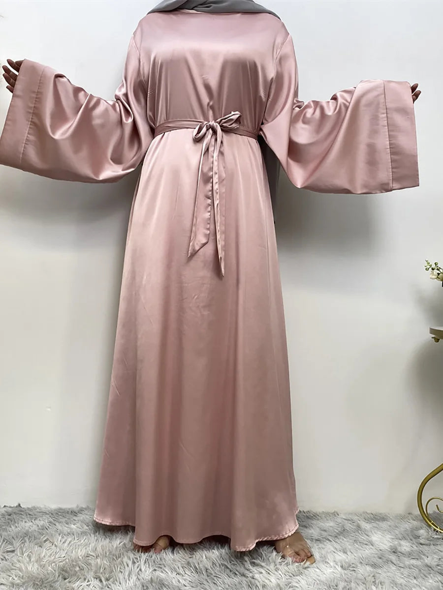 Middle Eastern Satin Long Abaya Dress