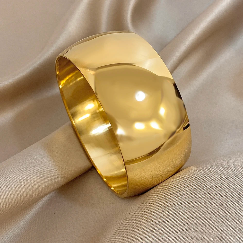 Chunky Smooth Gold Cuff Bangle