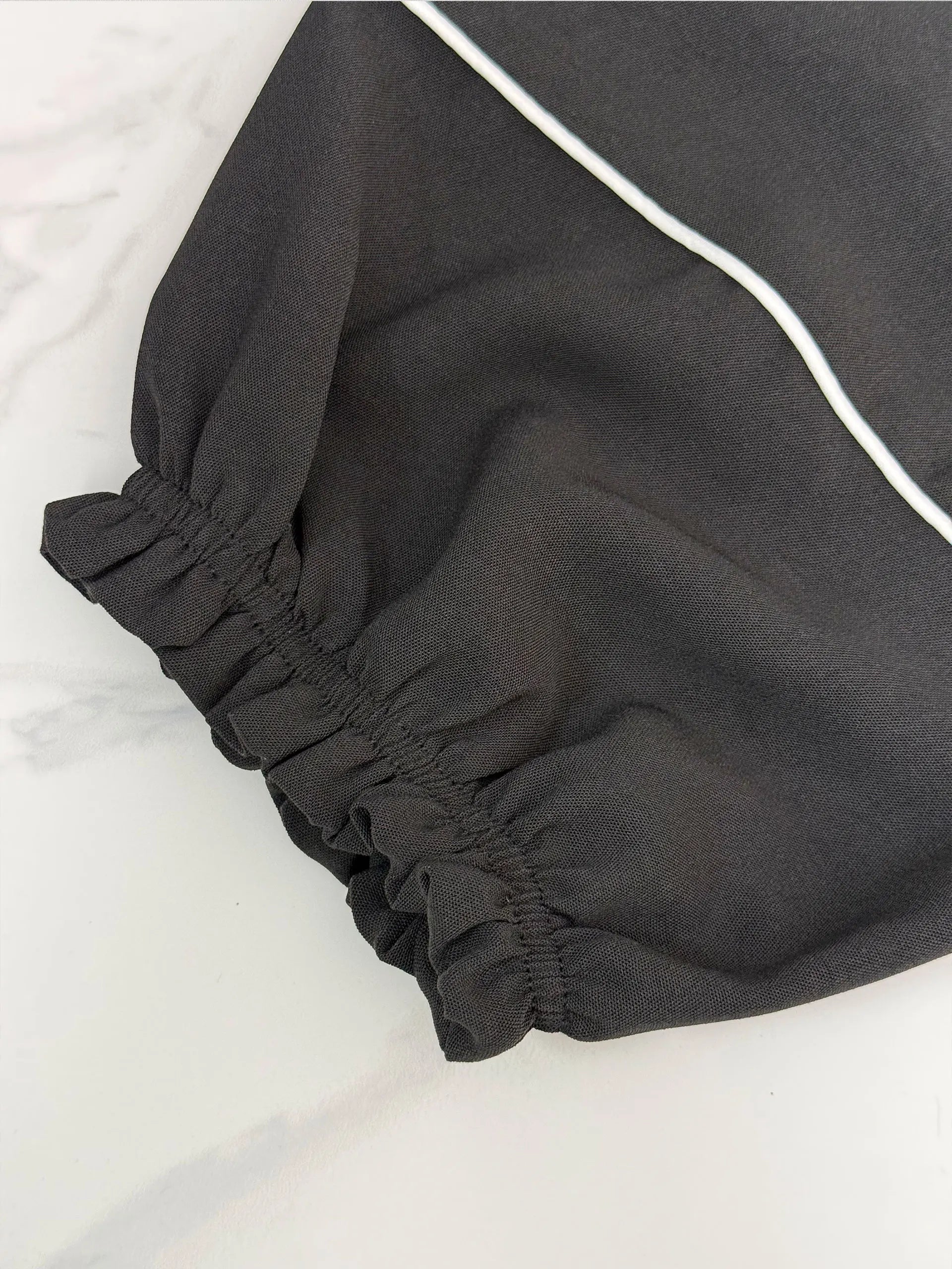 Black Abaya with White Bow Embroidery