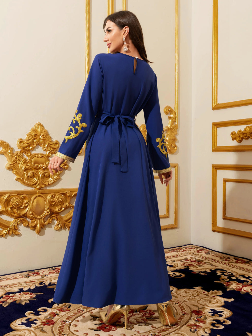 Gold Embroidered Moroccan Kaftan Abaya