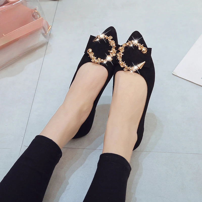 Pointed Toe Metal Detail Women's Shoes