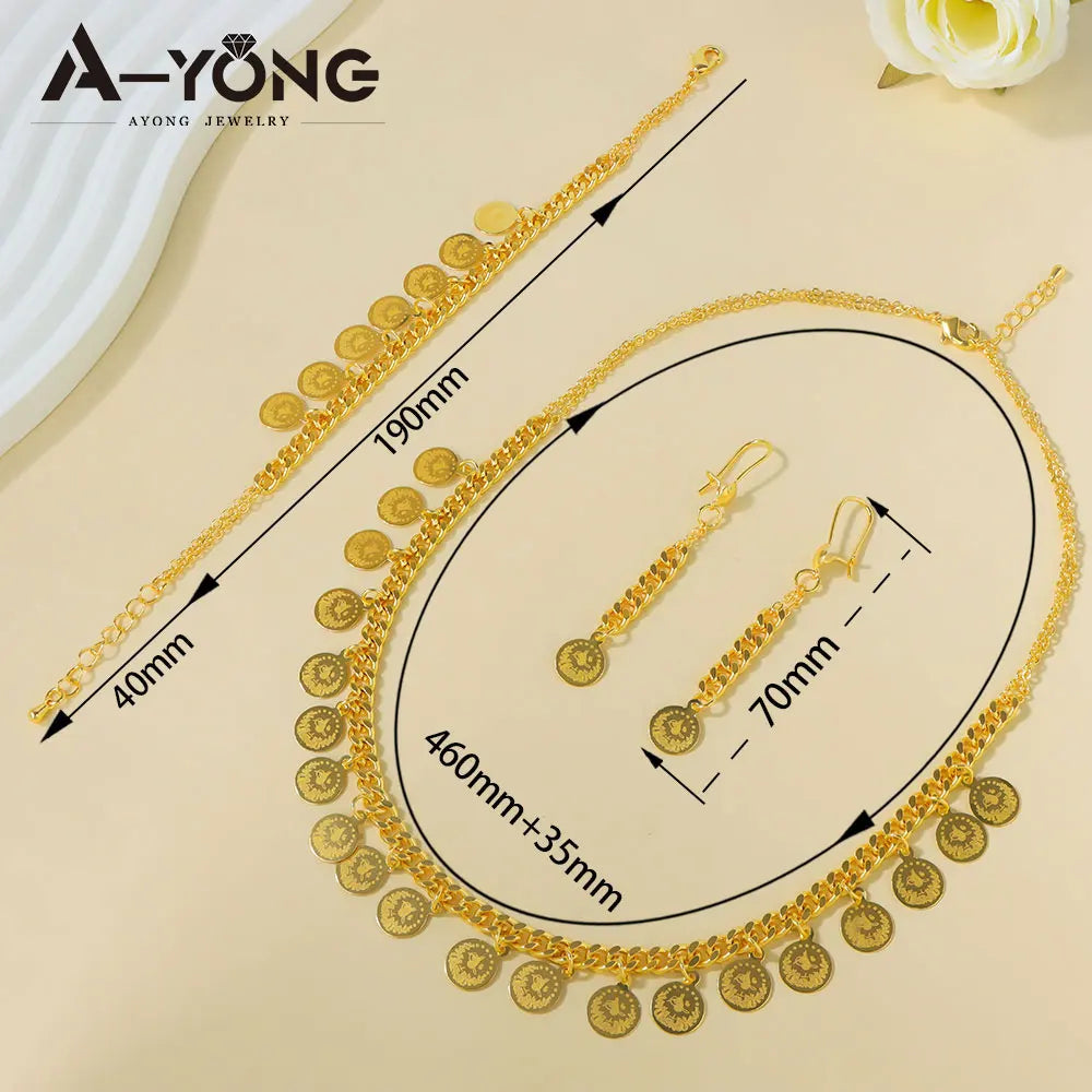 Arabic Gold Coins Necklace Set