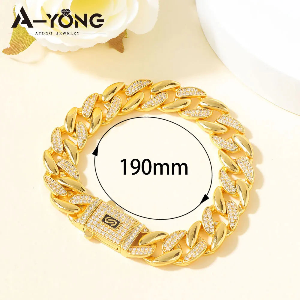 Dubai Gold Zircon Hip Hop Choker Set
