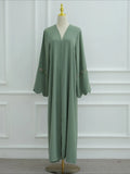 Embroidery Open Cardigan Abaya Dress