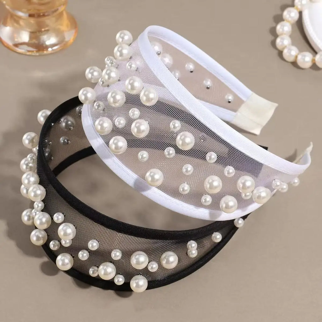Wide Mesh Pearl Headband