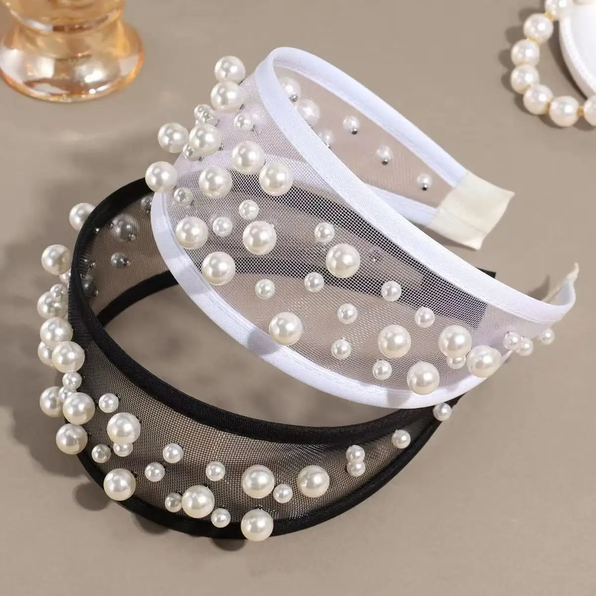 Wide Mesh Pearl Headband