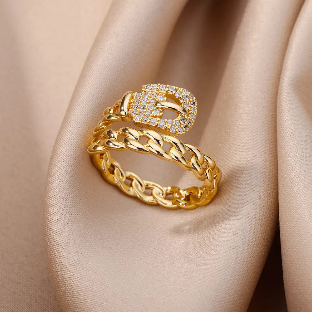 Luxe Geometric Zircon Ring