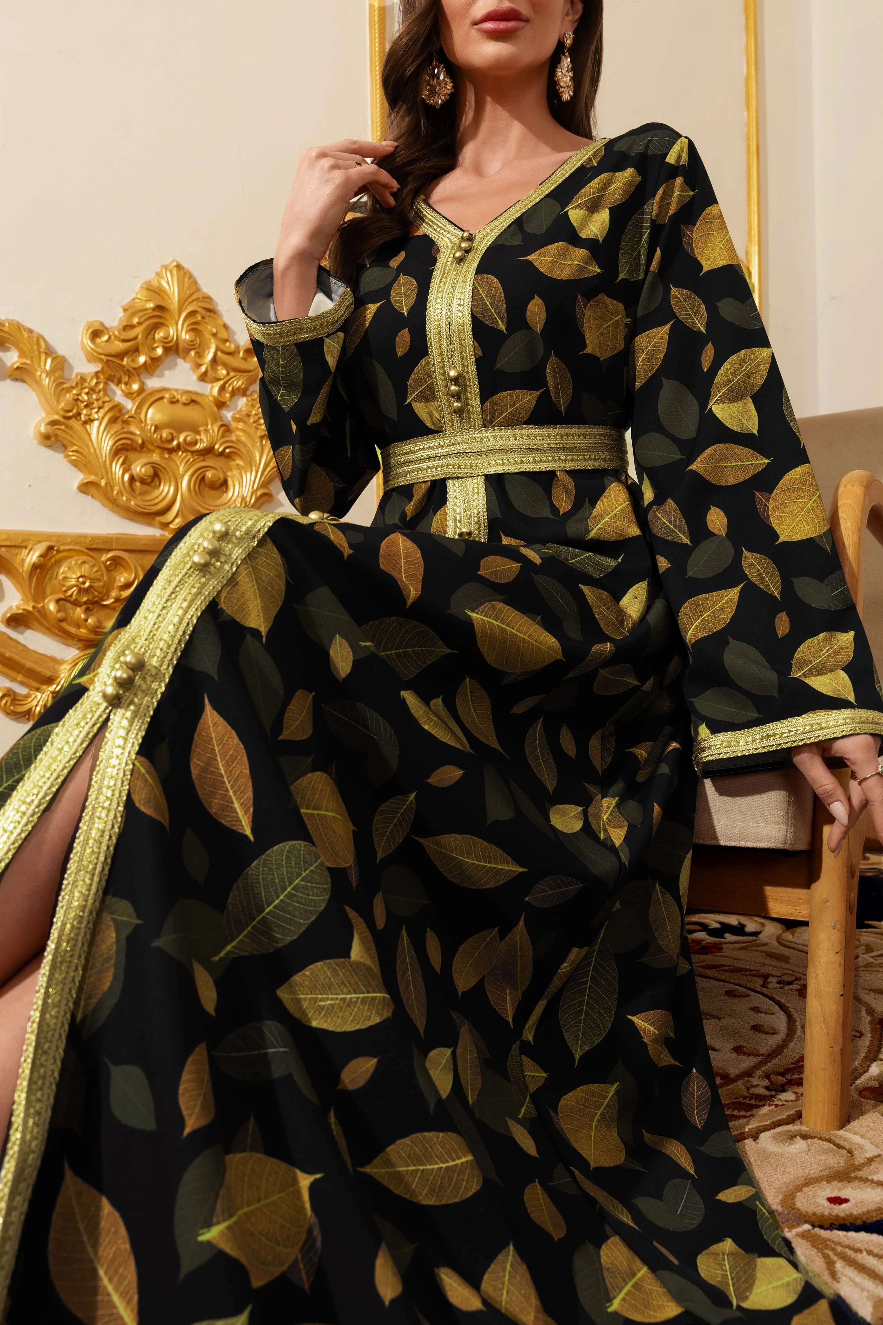 Moroccan Floral Maxi Kaftan Dress