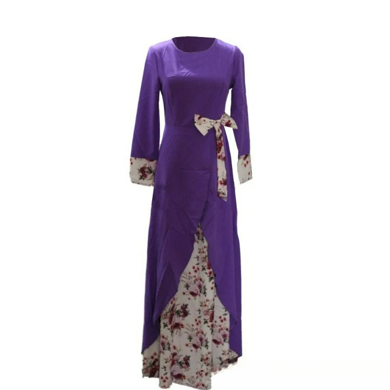 Floral Print Slim Dubai Abaya Evening Dress