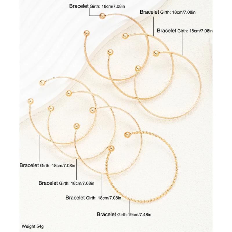 7 Pcs/Set Boho Golden Cuff Bracelet
