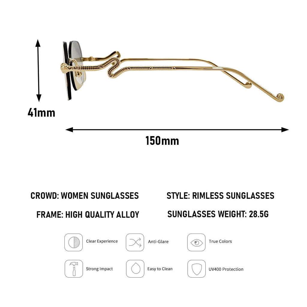 Luxury Sunglasses Women Designer Oculos UV400 protection Sunglasses Rimless Sunglass Vintage Lentes Vacation Outdoor Glasses New