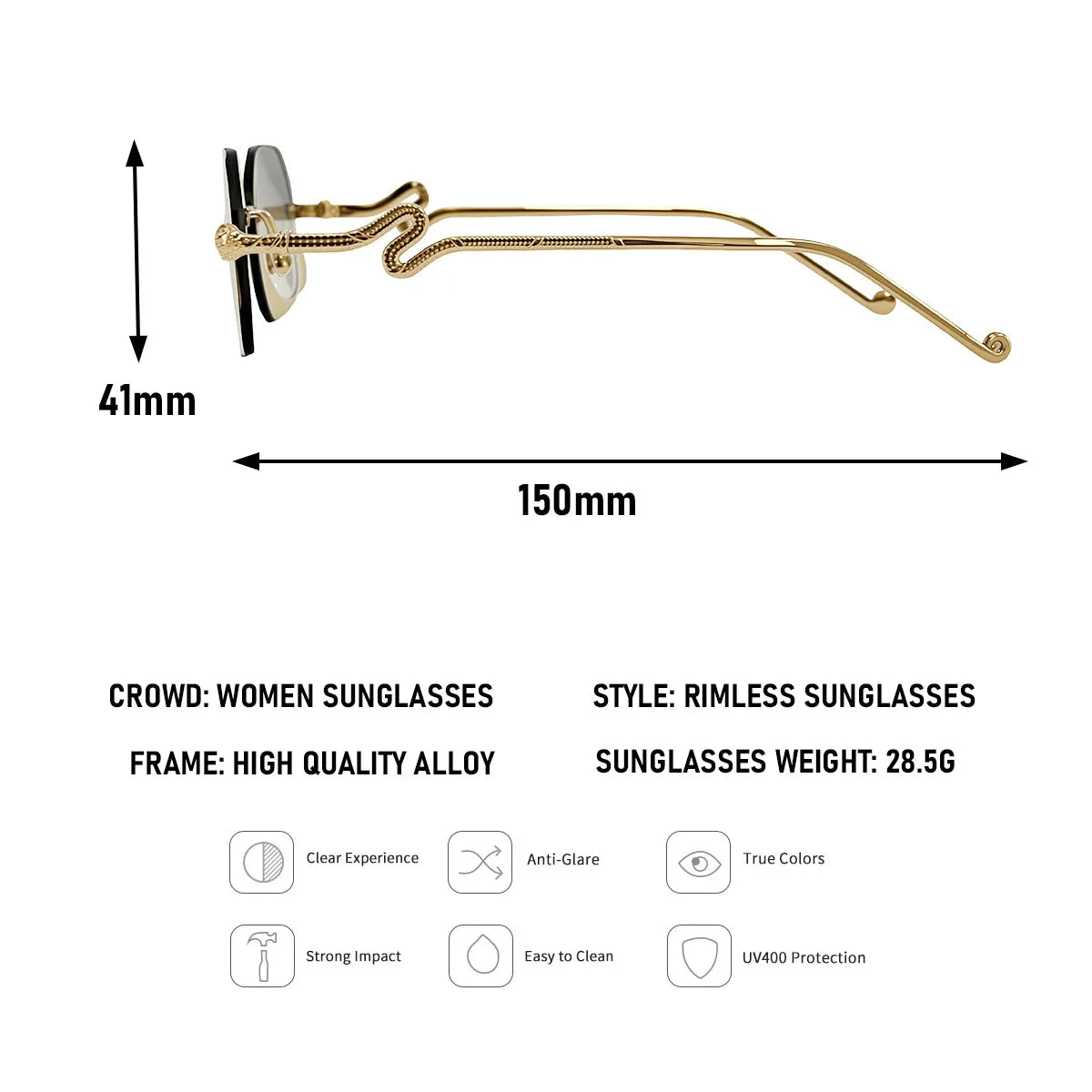 Luxury Sunglasses Women Designer Oculos UV400 protection Sunglasses Rimless Sunglass Vintage Lentes Vacation Outdoor Glasses New