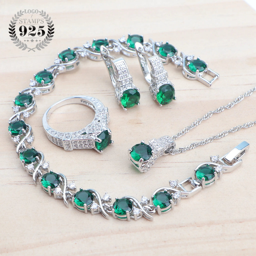 925 Sterling Silver Purple Zircon Jewellery Set