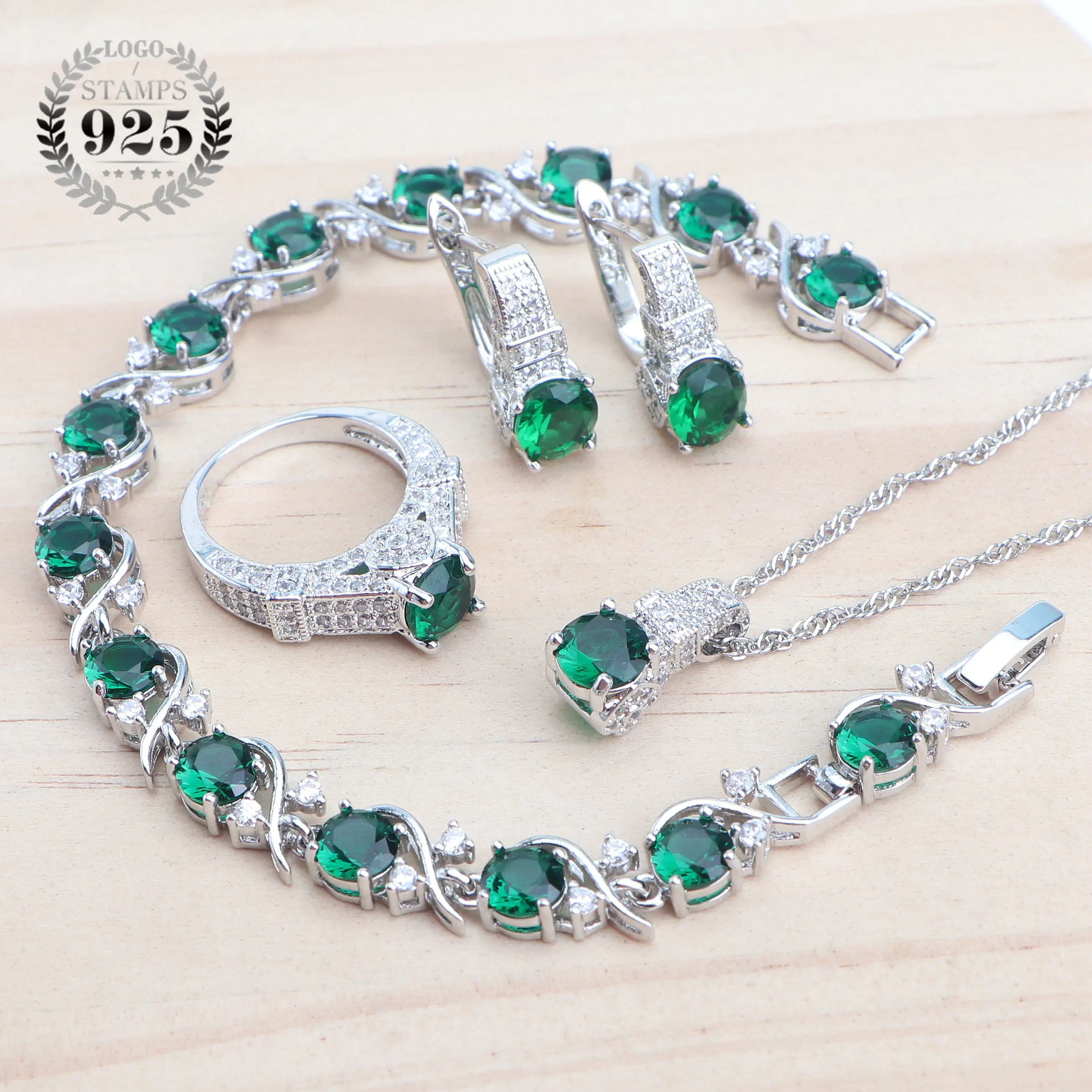 925 Sterling Silver Purple Zircon Jewellery Set