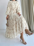 Floral Loose Long-Sleeve Arabic Dress