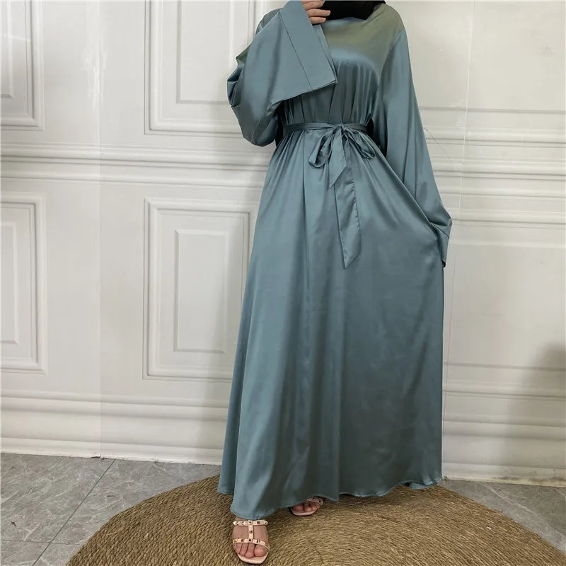 Middle Eastern Satin Long Abaya Dress