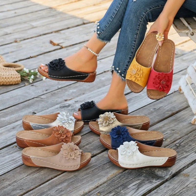 Large Size Women's Roman Style Hollow Out Lightweight Slip-On Shoes Sewing Line Cross-Border Platform Slippers