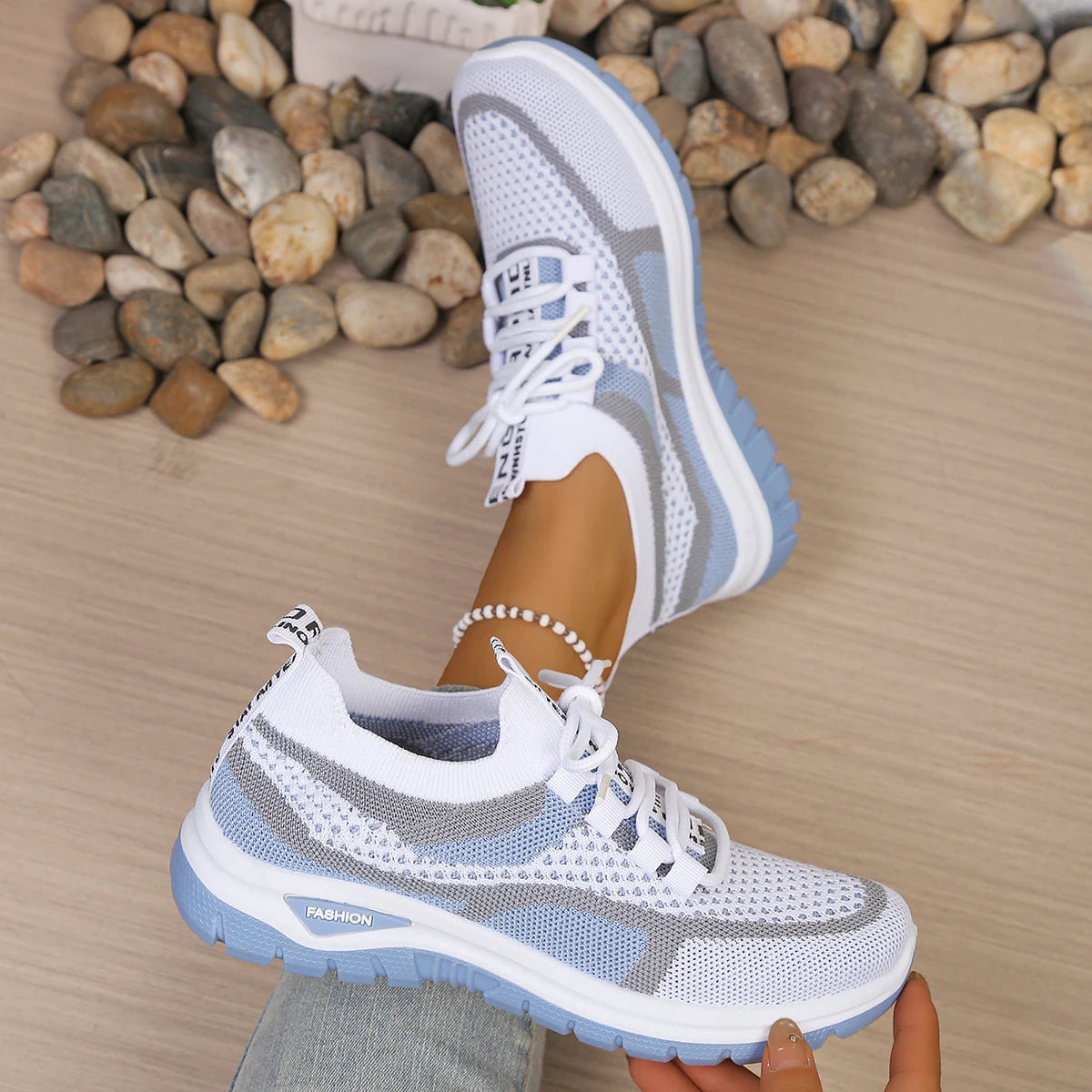 Women's Patchwork Canvas Sneakers – Lace-Up Casual Summer Shoes