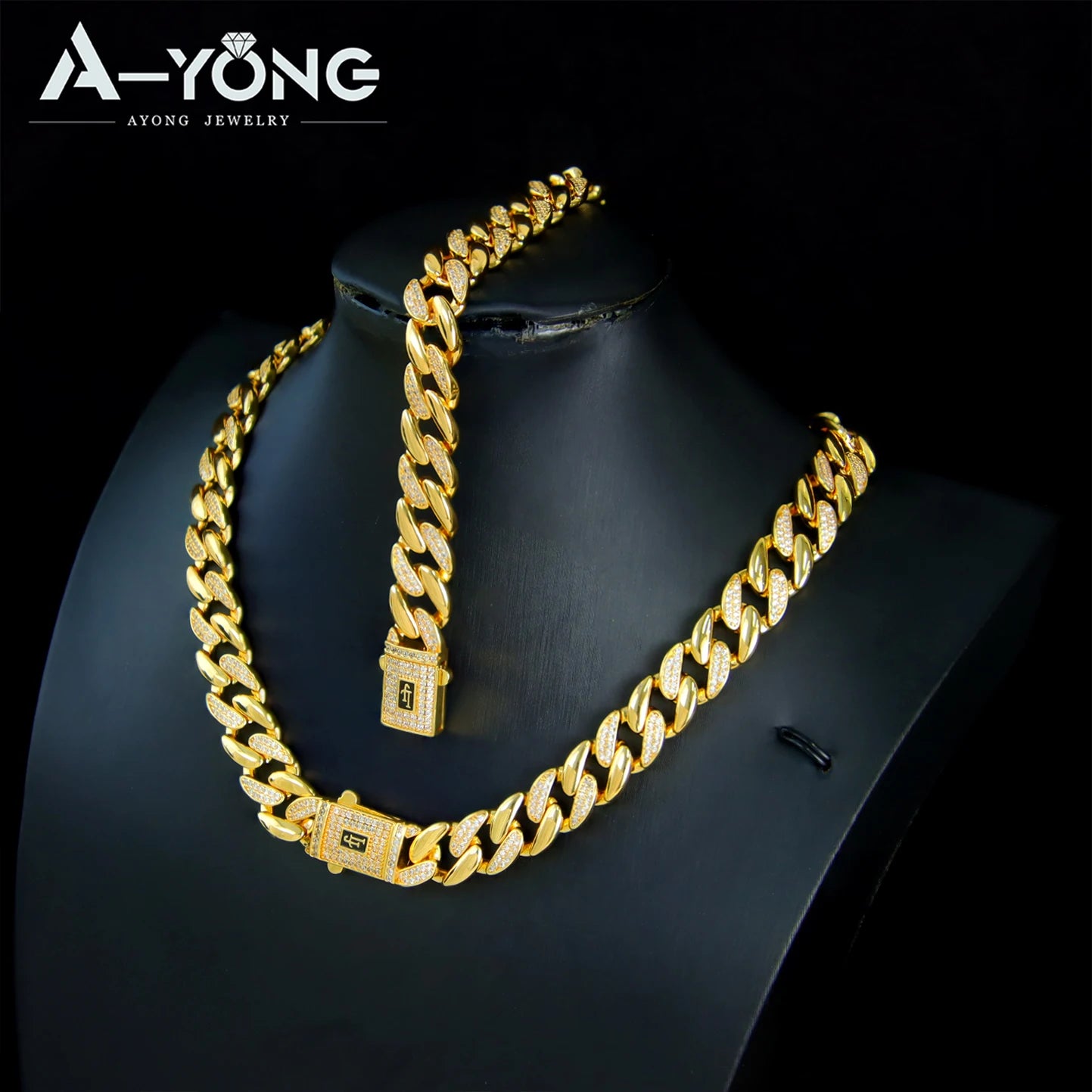 Dubai Gold Zircon Hip Hop Choker Set