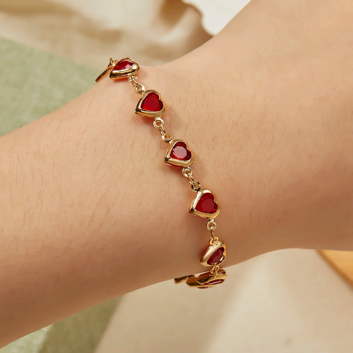 Heart Link Charm Bracelet