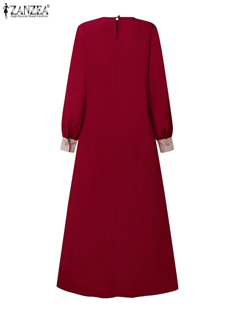 Veloura Contrast Tie-Waist Abaya Dress