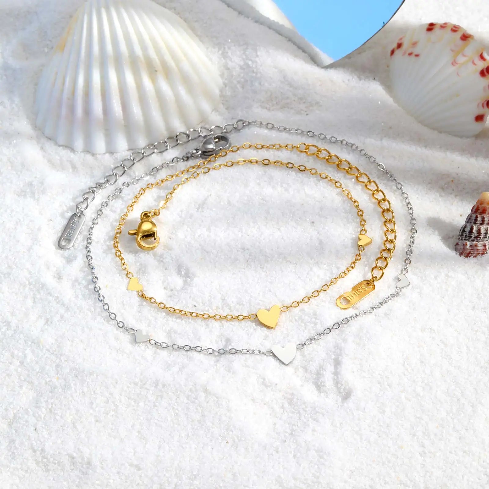 Gold Plated Heart Anklet Bracelet