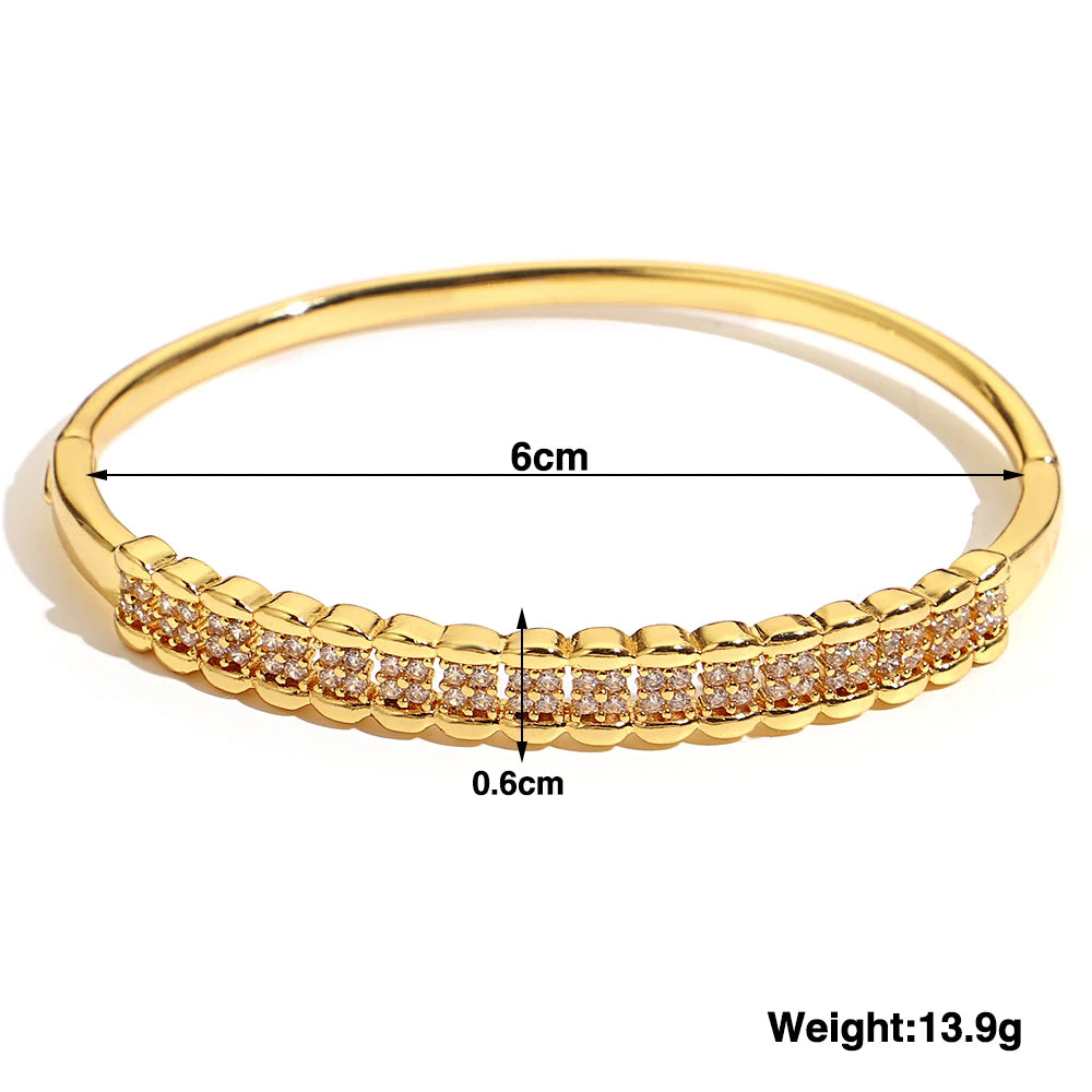 Cubic Zirconia Gold Stainless Steel Bangle